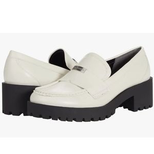CALVIN KLEIN lug sole slip on loafer black white marli 10 nib